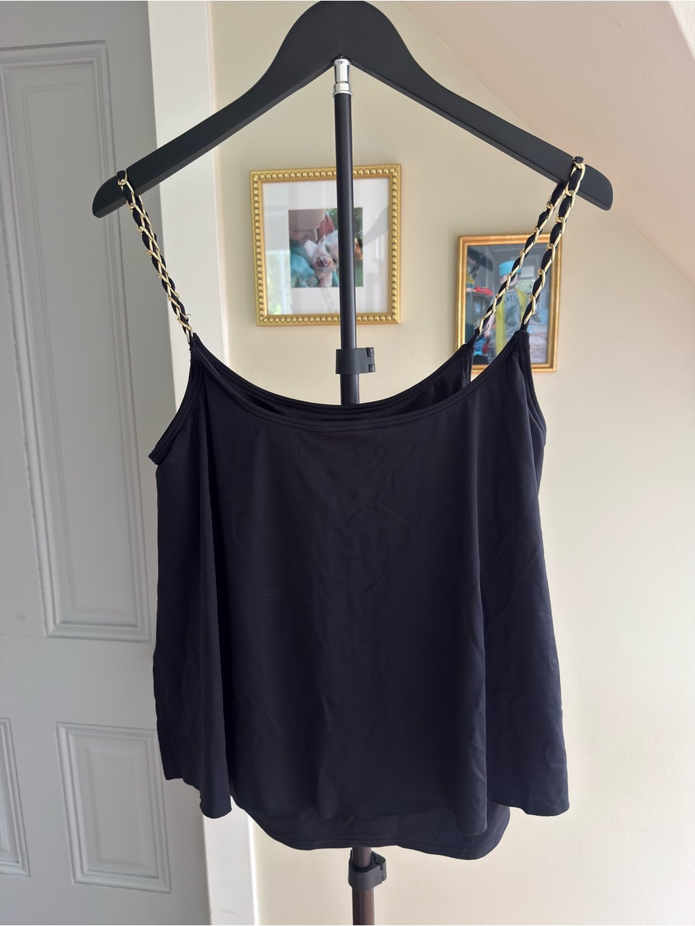 MICHAEL Michael Kors Black Chain-Strap Swim Cami/Tankini Top